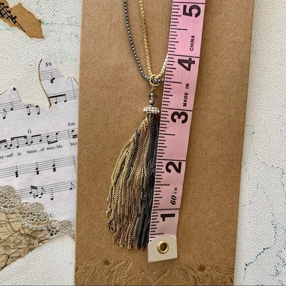 Shiraleah x Anthropologie | Sadie Gold and Silver Chain Drop Necklace Boho Style - Picture 4 of 8